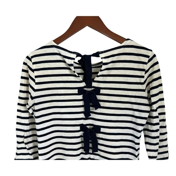 J.Crew Nautical Top Navy & White Striped Long-Sleeve Bow-Back Crewneck Size XSma - Picture 3 of 9